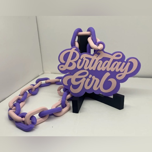 Birthday girl boy pink large chain thick plastic necklace pendant crown princess - Picture 7 of 9